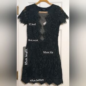 Storia Dark Green Dress with nude lace front cut out and lace overlay Size L